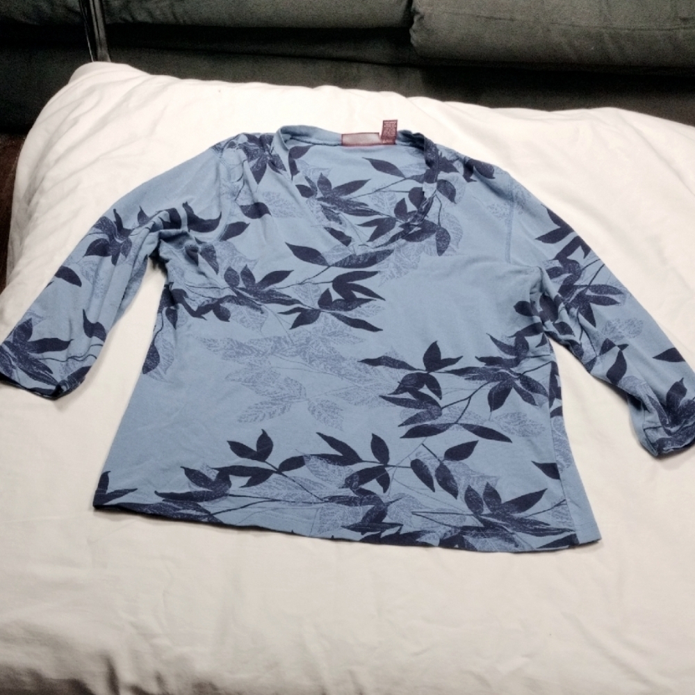 Gloria Vanderbilt Women's V Neck Floral Top Size Large